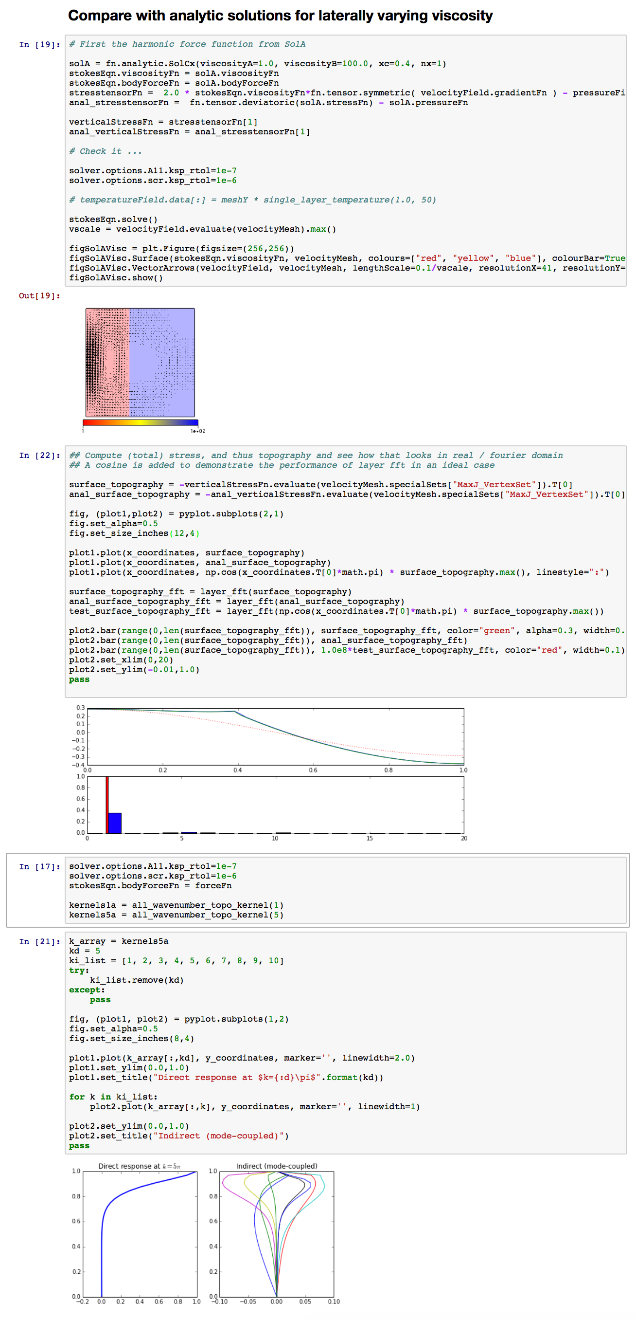 Examples of the notebooks in action. Note the mixture of mathematical explanation and documentation with runnable code and outputs including visualisation and analysis. The code can be interupted at any stage and the progress can be analysed either interactively or automatically.